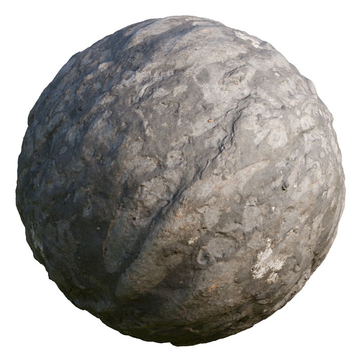 preview render of the free PBR material Grey Rock 05 (cc0 texture)